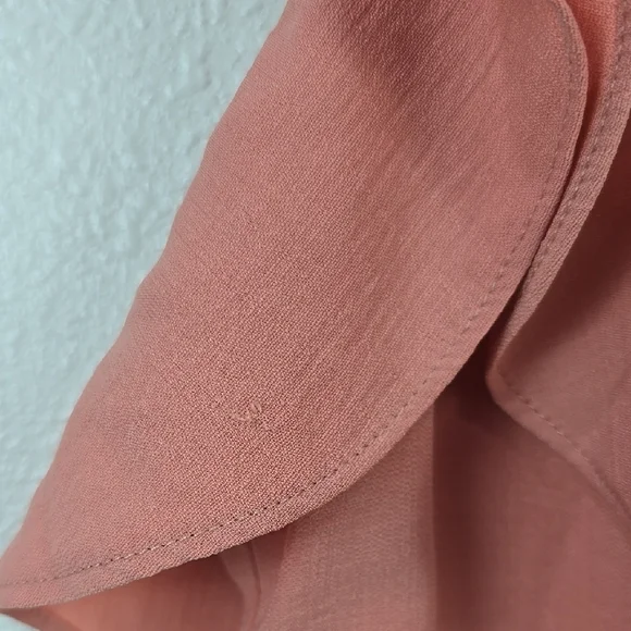 Shinestar - Pink Elegant High-Low Flared Hem, Ruffle Neck Dress Women's Small - Picture 11 of 13